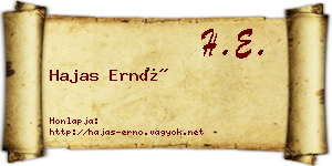 Hajas Ernő névjegykártya